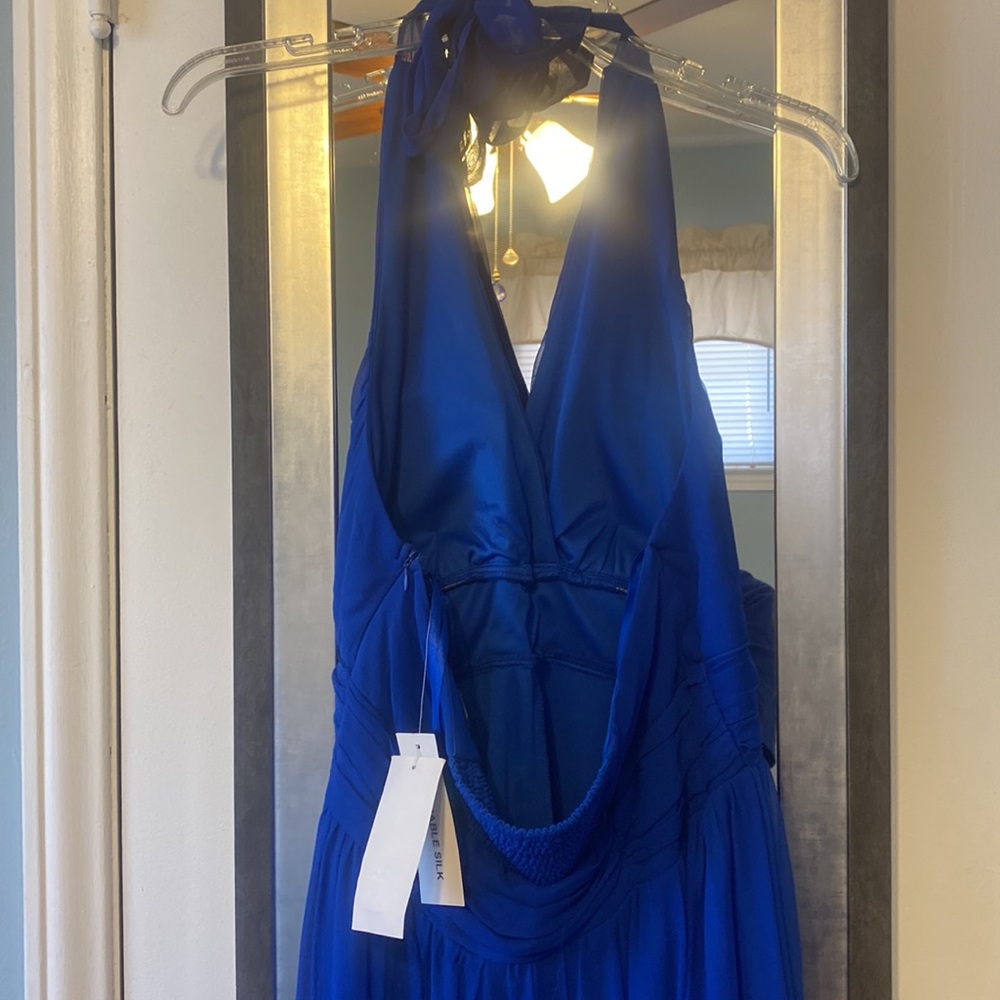 Blue silk halter dress - size 12 - Picture 4 of 5